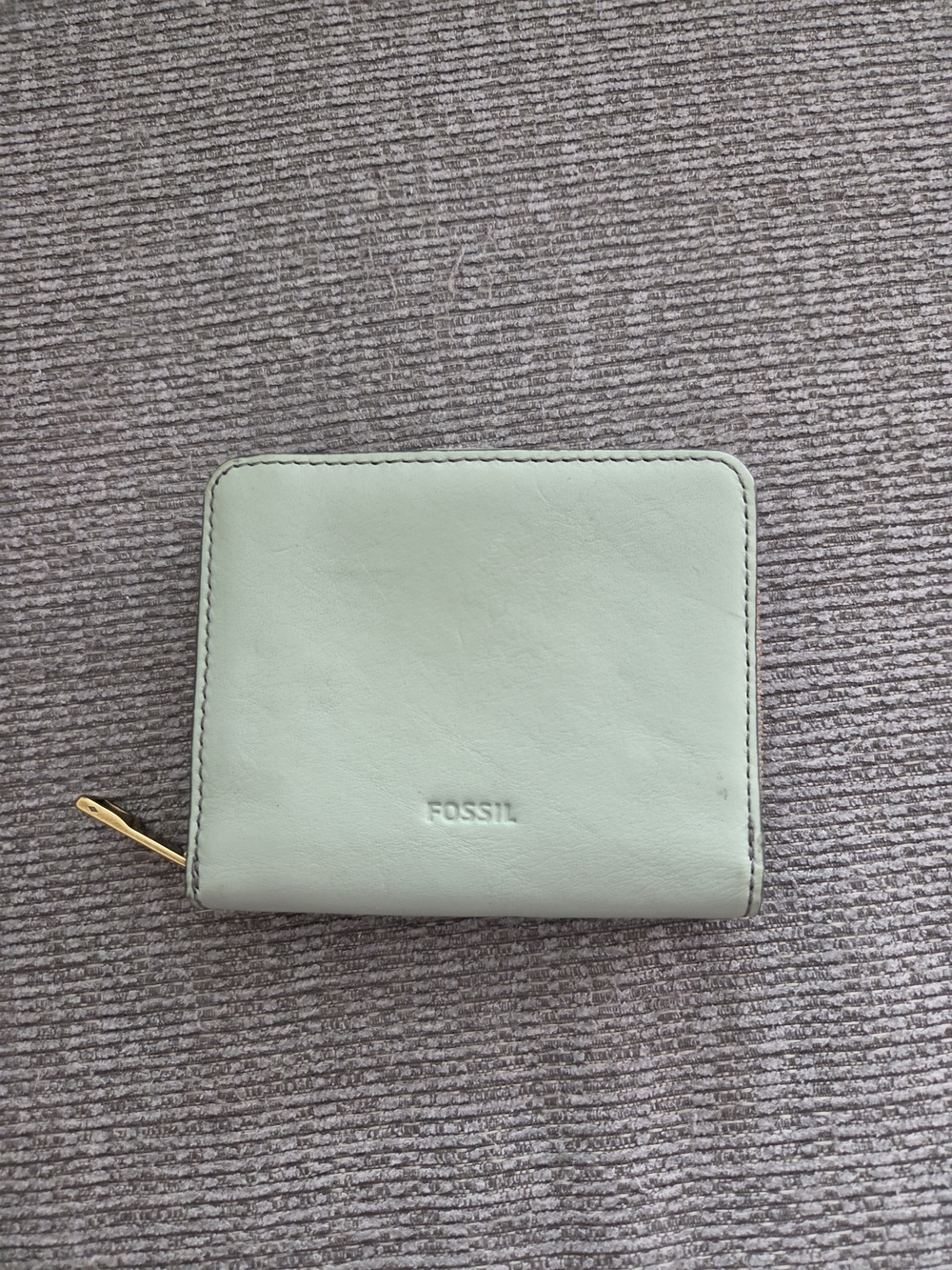Fossil Mint Leather Zip Wallet